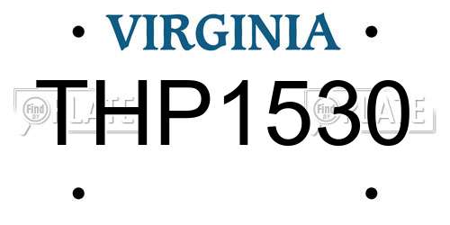 THP1530 Virginia License Plate