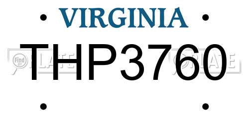 THP3760 Virginia License Plate