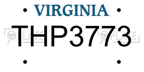 THP3773 Virginia License Plate