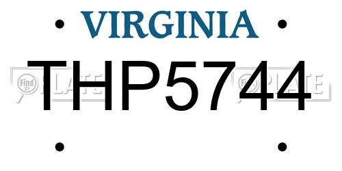 THP5744 Virginia License Plate