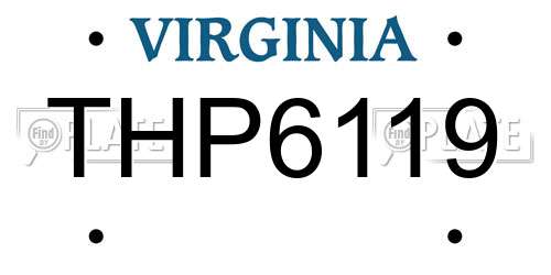 THP6119 Virginia License Plate