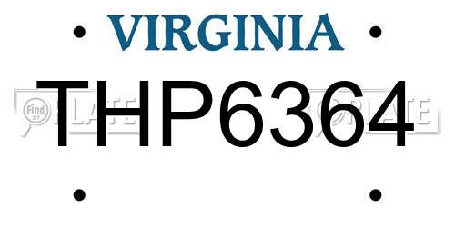 THP6364 Virginia License Plate
