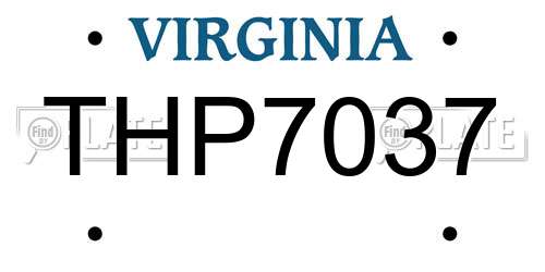 THP7037 Virginia License Plate