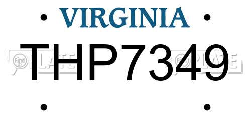 THP7349 Virginia License Plate