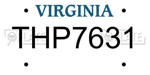 THP7631 Virginia License Plate