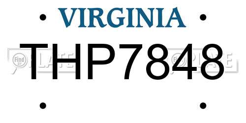 THP7848 Virginia License Plate