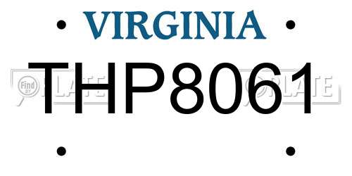 THP8061 Virginia License Plate
