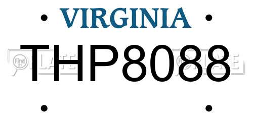 THP8088 Virginia License Plate