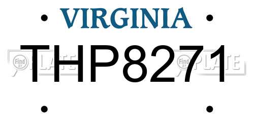 THP8271 Virginia License Plate
