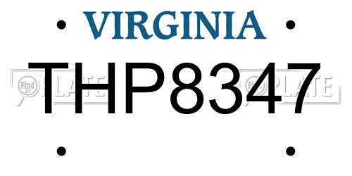 THP8347 Virginia License Plate