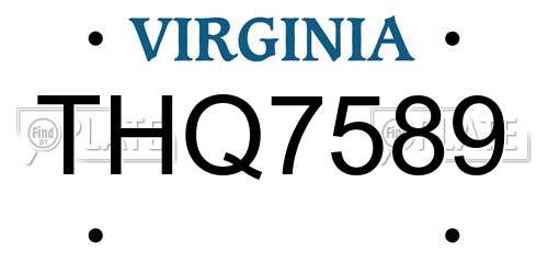 THQ7589 Virginia License Plate