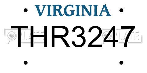 THR3247 Virginia License Plate