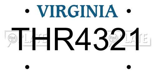 THR4321 Virginia License Plate