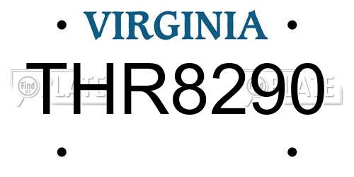 THR8290 Virginia License Plate