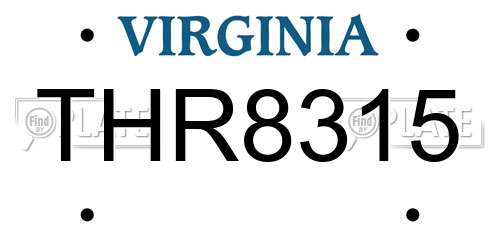 THR8315 Virginia License Plate