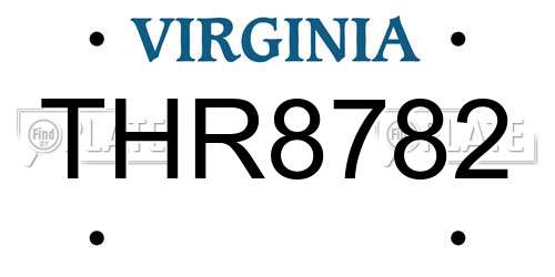 THR8782 Virginia License Plate