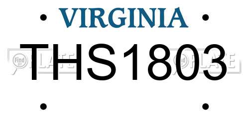 THS1803 Virginia License Plate