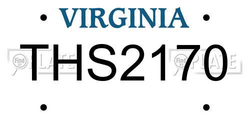THS2170 Virginia License Plate