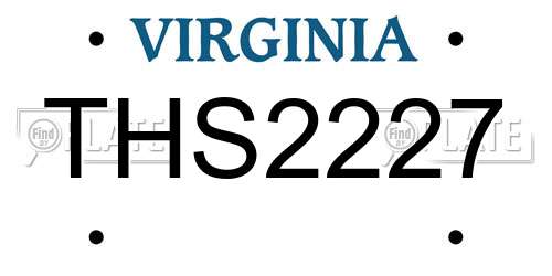 THS2227 Virginia License Plate