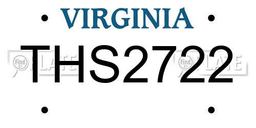 THS2722 Virginia License Plate