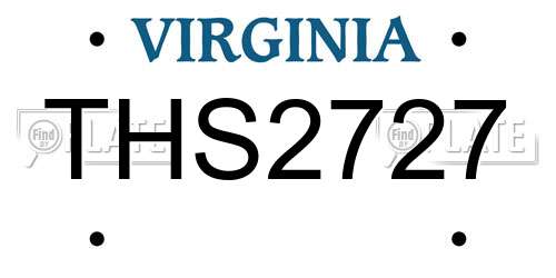 THS2727 Virginia License Plate