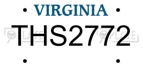 THS2772 Virginia License Plate