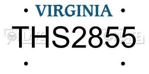 THS2855 Virginia License Plate