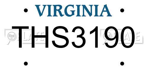 THS3190 Virginia License Plate