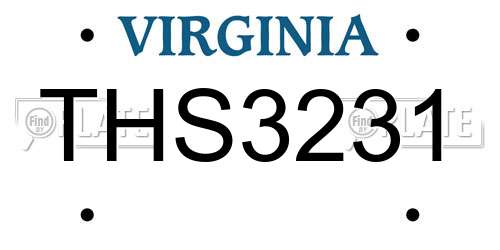 THS3231 Virginia License Plate