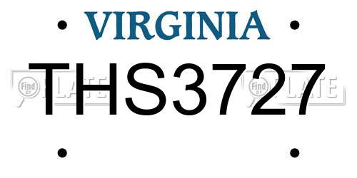 THS3727 Virginia License Plate