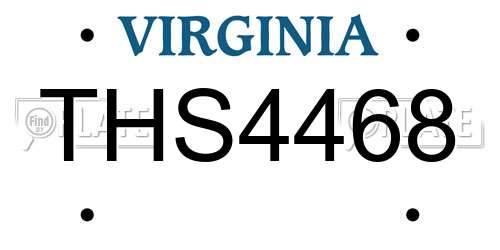 THS4468 Virginia License Plate