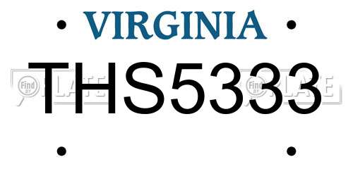 THS5333 Virginia License Plate