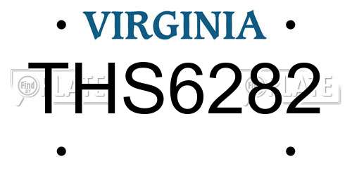 THS6282 Virginia License Plate