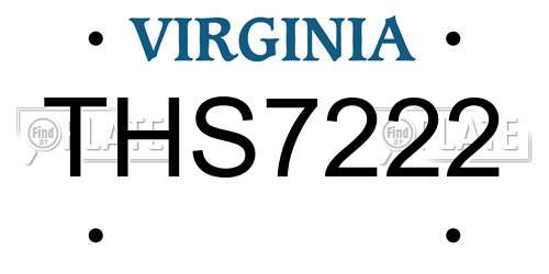 THS7222 Virginia License Plate