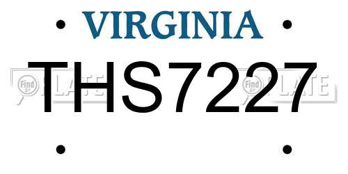 THS7227 Virginia License Plate