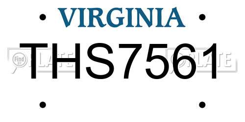 THS7561 Virginia License Plate