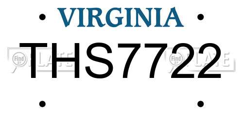 THS7722 Virginia License Plate