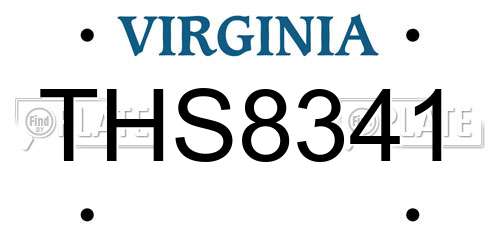 THS8341 Virginia License Plate