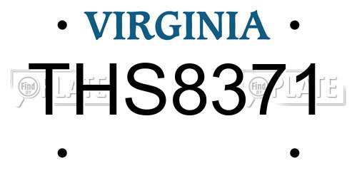 THS8371 Virginia License Plate