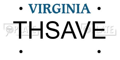THSAVE Virginia License Plate