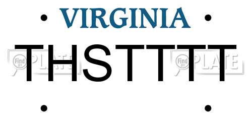 THSTTTT Virginia License Plate