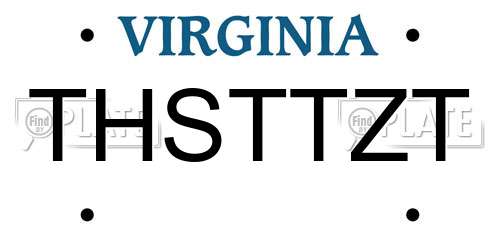 THSTTZT Virginia License Plate