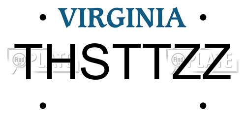 THSTTZZ Virginia License Plate