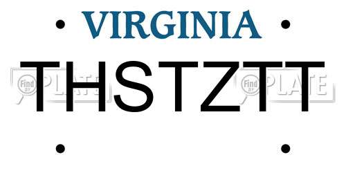 THSTZTT Virginia License Plate