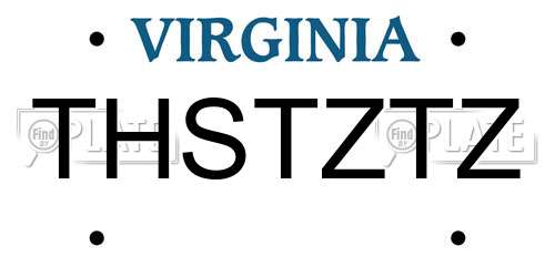 THSTZTZ Virginia License Plate