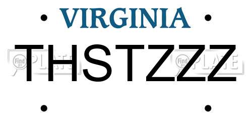THSTZZZ Virginia License Plate