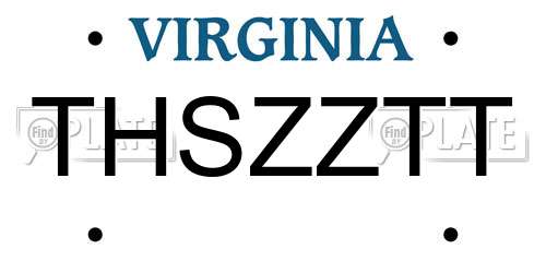 THSZZTT Virginia License Plate