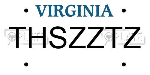 THSZZTZ Virginia License Plate