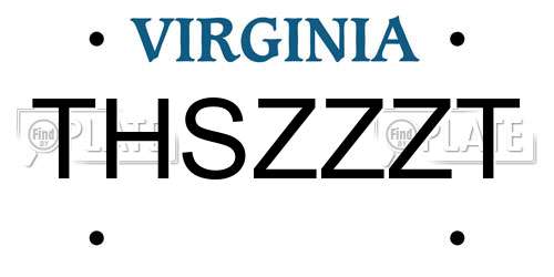 THSZZZT Virginia License Plate