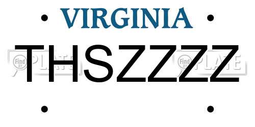 THSZZZZ Virginia License Plate
